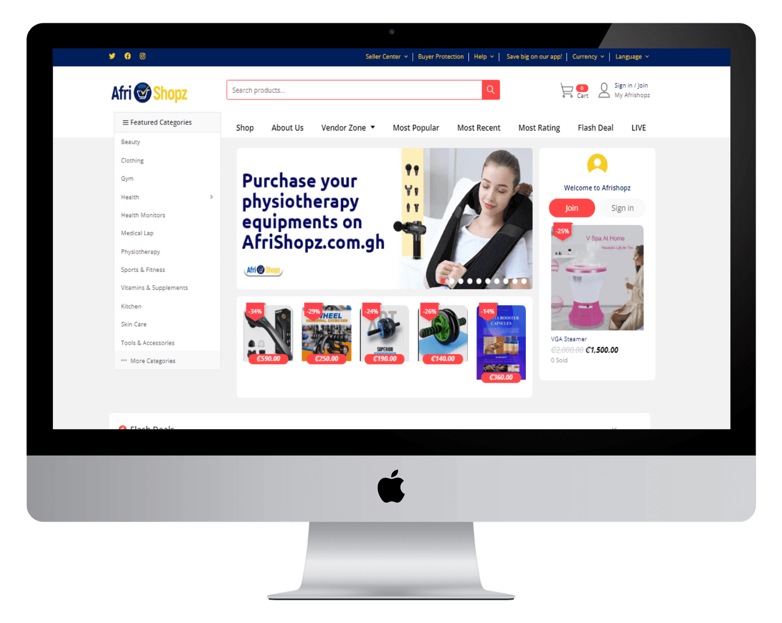 Ecormmerce Website For Afrishopz.com.gh